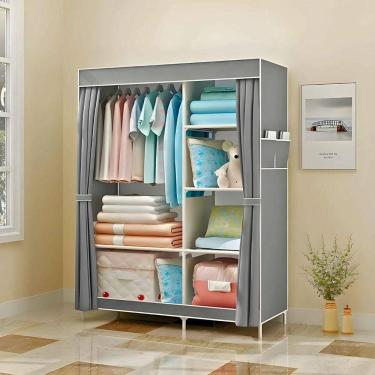 Imagem de Guarda Roupa Closet Dobrável Organizador Capa Tecido Cinza