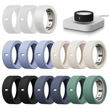 Imagem de Hexasider Pacote com 15 capas compatíveis com Oura Ring Gen 4/Gen 3 Horizon/Gen 3 Heritage, capa de silicone antiarranhões para Oura Ring Protector para mulheres e homens, academia, suporta