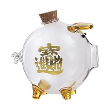 Imagem de KiBcsLic Cofrinho de vidro borossilicato, enfeite, organizador de mesa para aniversário, chá de bebê, armazenamento, cofrinho, coleção de presentes para quarto, Ouro