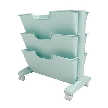 Imagem de aqxreight Estante de Estante de Laminação de 3 Camadas Com Rodas de Travamento Design Moderno de Inclinação para Solução de Armazenamento Com Economia de Espaço Compacto Em Rosa (Azul (silicone))