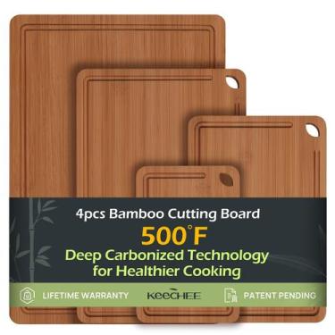 Imagem de Conjunto de tábuas de corte Keechee Carbonized Bamboo 4 unidades