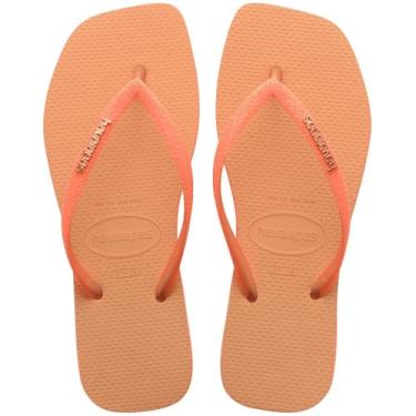 Imagem de Chinelo Havaianas Slim Square Sparkle Glitter Brilhoso Cor- Pessego Tamanho- 39-40