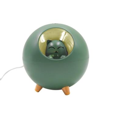 Imagem de Umidificador De Ar Luminaria Usb Difusor Aromatizador Esfera Gatinho Verde