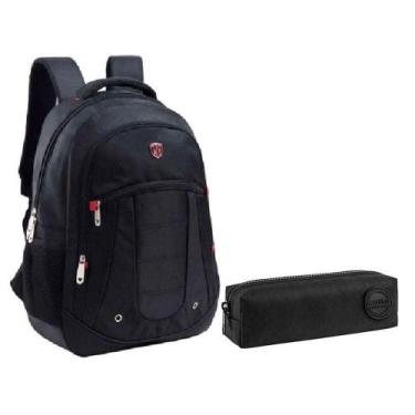 Imagem de Kit Mochila Escolar Notebook Sbfp-6207 E Estojo Académie Preto - Fusec