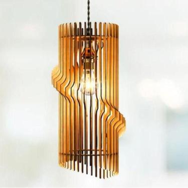 Imagem de Luminária Teto Tipo Pendente Atenas Mdf Completa - Marrom - LENOBRE, B