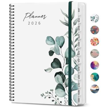 Imagem de Agenda 2026, agenda semanal e mensal, janeiro de 2026 a dezembro de 2026, agenda espiral de capa dura com abas mensais, páginas de notas, perfeito para mulheres e homens, A4 (21,6 cm x 28 cm) - folha
