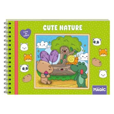 Imagem de Livro de Colorir Cute Nature 48 Páginas com Ilustrações de Animais e Natureza Encadernação Espiral