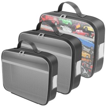 Imagem de 3 bolsas de armazenamento de brinquedos, armazenamento de jogos de tabuleiro com zíper com alça, bolsas organizadoras de brinquedos reutilizáveis, estojo portátil de transporte de brinquedos, bolsas