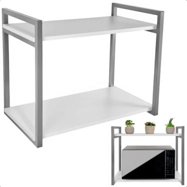 Imagem de Prateleira para Micro-ondas Suporte Nicho para Cozinha Spen (Prata/Branco)