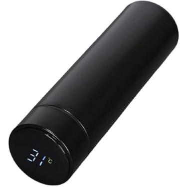 Imagem de Garrafa Térmica LED Preto 500ml | Café, Água ou Chá, Inox, Sensor Digital de Temperatura, Tampa Inteligente