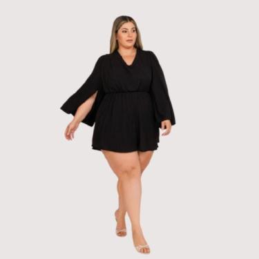 Imagem de Macaquinho Plus Size Manga Flare Decote nas Costas 0670 - Bellucy Moda