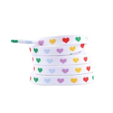 Imagem de Crianças Adulto Cadarços Sapato De Lona Amor Coração Cadarços Altos Laços Planos Tênis Cadarço(Color:Multicolor,Size:160cm)