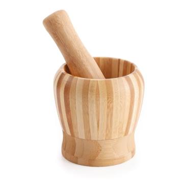 Imagem de KIT PILAO E SOCADOR DE BAMBU 10cm x 10cm x 14cm