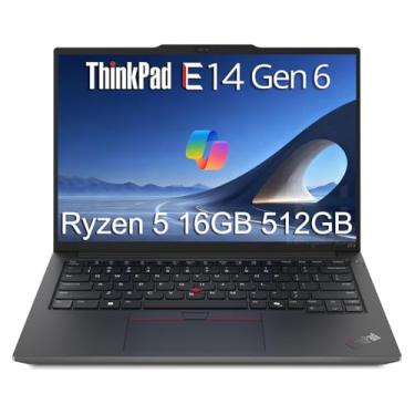 Imagem de Laptop Lenovo ThinkPad E14 Gen 6 Business (14 polegadas FHD+ antirreflexo, AMD Ryzen 5 7535U, 16GB DDR5 RAM, 512GB SSD, 6-Core (Beats Intel i7-1355U)), impressão digital, teclado retroiluminado