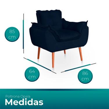 Imagem de Kit 02 Poltronas Opala Para Sala Confortável Resistente Veludo Bege Azul