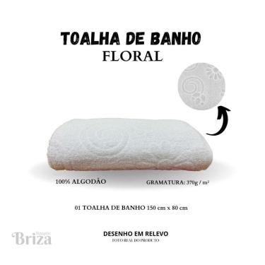 Imagem de Toalha Banho Gigante Briza Banhão 0,80X1,50M Floral Branca
