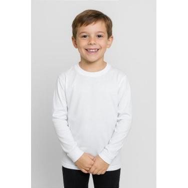 Imagem de Blusa Infantil Manga Longa Branca 100% Poliéster - Conforto e Estilo -