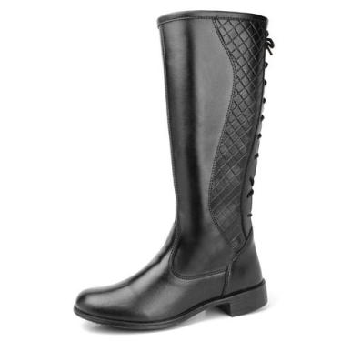 Imagem de Bota Coturno Cano Longo Alto Feminina Montaria - DiverveShoes, Preto, 