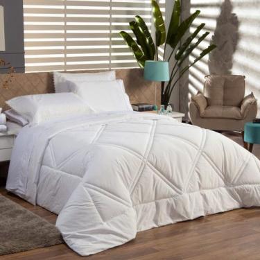 Imagem de Kit Edredom CASAL PADRÃO 03 Peças Liso Florença Guipir Dupla Face com 