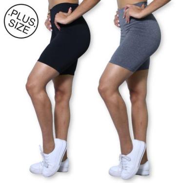 Imagem de Kit 2 Bermudas Plus Size Heide Ribeiro Basic Suplex Academia, G4, Pret