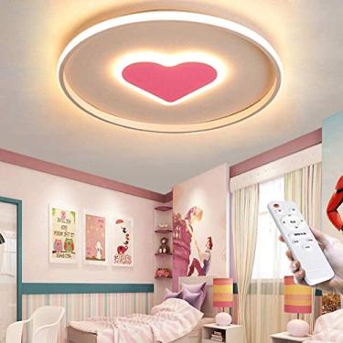 Imagem de Luminária de teto LED regulável em forma de coração, luminária de teto com controle remoto, lâmpada para sala de estar, abajur redondo moderno de acrílico, quarto, sala de crianças, corredor