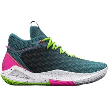 Imagem de Under Armour HOVR Havoc 5 Clone Tênis de basquete adulto, Espuma Aqua / Lime Surge/Preto, 44