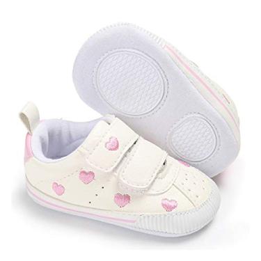 Imagem de E-FAK Sapatos para bebês meninos e meninas Tênis infantil sola de borracha antiderrapante berço primeiro andador, C/Pink, 0-6 Months Infant