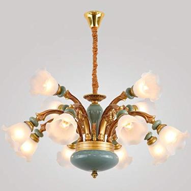 Imagem de Luminária pendente moderna LED, luminária pendente de cerâmica europeia de luxo, lustre simples de liga de zinco europeia, iluminação para sala de estar, quarto, hotel, restaurantes, luminár