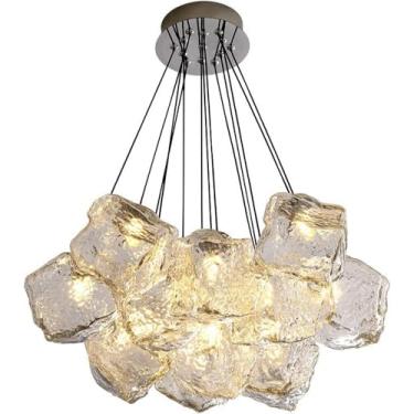 Imagem de Lustre de bola de cristal Lustre moderno de vidro pendurado Luzes pendentes para sala de jantar Regulável LED Lustre de teto redondo para entrada Hall de entrada Quarto Cozinha Ilha Sala de