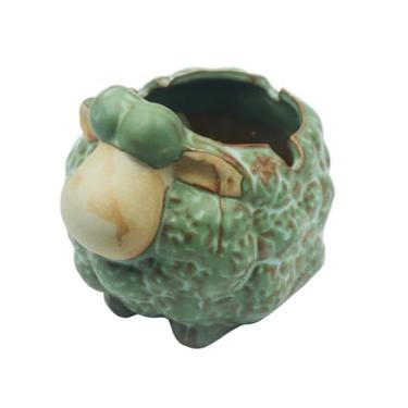 Imagem de Cinzeiro de ovelha para cigarro, bandeja de cerâmica fofa em forma de ovelha para fumantes, plantador de suculentas, decoração de escritório doméstico