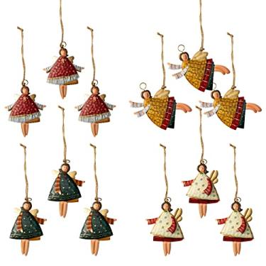 Imagem de Crafjie Conjunto de enfeites de Natal para árvore de Natal, pacote com 12 anjos dançantes, decoração de metal para pendurar em lata, para decoração de árvore de Natal, festa, aniversário, decoração de