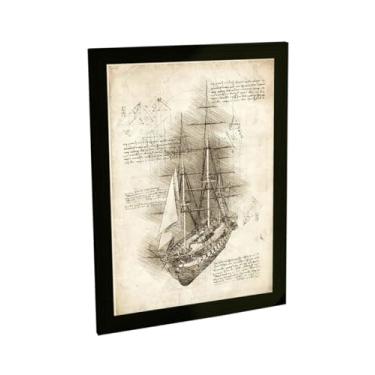 Imagem de Quadro Decorativo A4 Navio Antigo Marinha Piratas Projeto Retro