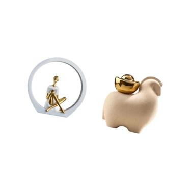 Imagem de Fenteer Estatueta Encantadora de Leitores de Fazenda com Detalhes em Animais em Miniatura, Peça Central de Mesa Versátil para Decoração de Quarto, Escritório