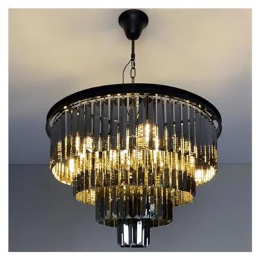 Imagem de Lustre de cristal LED com acabamento cromado, luz de onda, lustre moderno Art Déco, lustre de villa, luminária de lustre