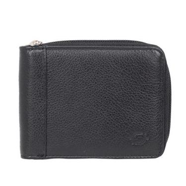 Imagem de Carteira Masculina Fasolo Casual Couro Legítimo Com Zíper, Preto, Únic