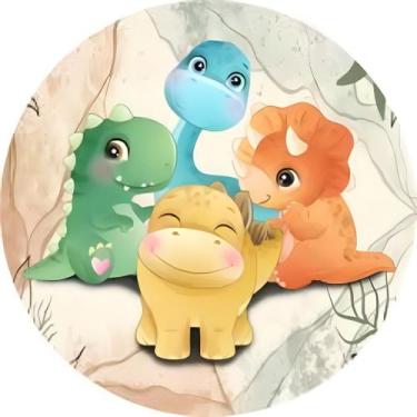 Imagem de Capas Mini Painel Redondo Baby Dinossauro Festa Infantil - NoBrand, Di