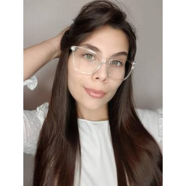 Imagem de Armação Óculos Grau Feminino Quadrado Belina Transparente - Palas Eyew