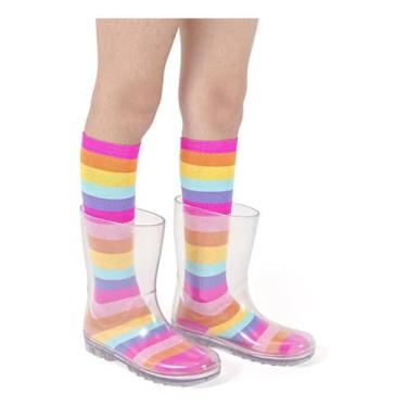 Imagem de Bota Infantil em PVC  Galocha Cano Alto Confortável Bota Com Meia Colo