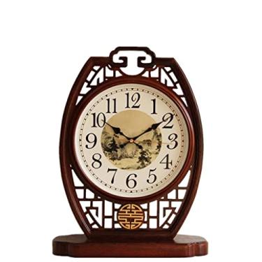 Imagem de Relógio de mesa sala de estar madeira maciça relógio de mesa estilo chinês grande pêndulo doméstico relógio de mesa ornamentos (cor: A, tamanho: 32 * 42 cm)