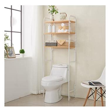 Imagem de Estruturas de armazenamento da lavadora para banheiro, armazenamento sobre a prateleira de armazenamento do banheiro, economize espaço Rack de canto de armazenamento superior, na pia do banheiro Was