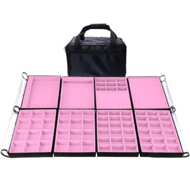 Imagem de Bolsa Grande Porta Joias 8 Bandejas Completas Organizadoras Para Joias Bijuteria Viagem Guarda Joia(Rosa)