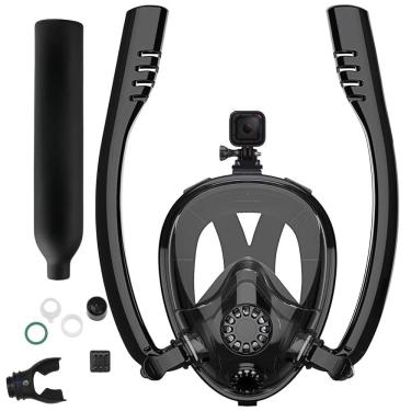 Imagem de Mascara De Mergulho Cilindro Oxigenio Oculos Snorkel Ar Nataçao Manometro Suporte Camera