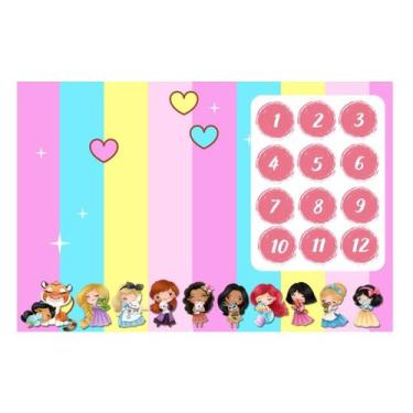 Imagem de Lençol Cenário Tapete Foto Mêsversário Bebê Princesas Color - Minha Es