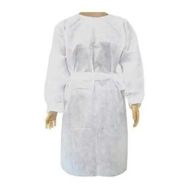 Imagem de 10 Avental descartável em tnt branco 20g com avisa (Pacote 10un) - Ana