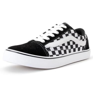 Imagem de Tenis Old Casual Adulto Skool Camurça Zero Grama Envio Rápido, Xadrez,