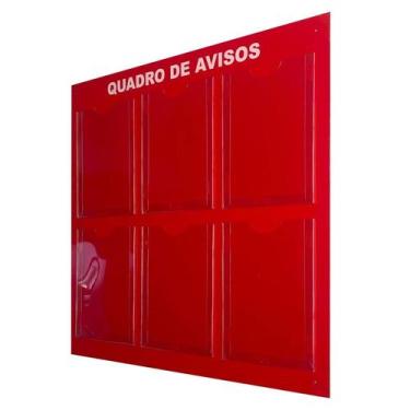 Imagem de Quadro Avisos Gestão à Vista 6 Displays A4 em ACM Vermelho Painel Info