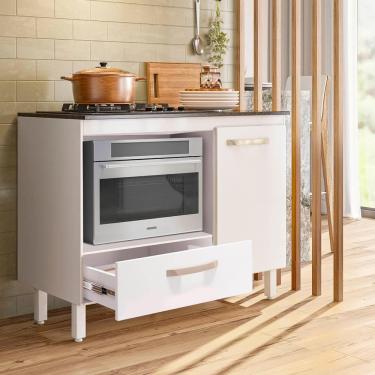 Imagem de Balcão Para Cooktop 4 E 5 Bocas Cozinha 1 Porta 1 Gaveta Branco