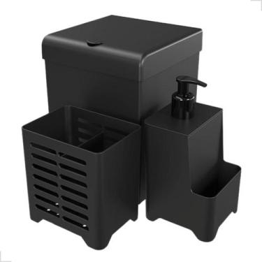 Imagem de Lixeira Kit Pia 3 Peças Porta Talher e Dispenser detergente Sabão Cozi