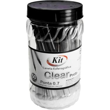 Imagem de Caneta Esferográfica KIT Clear Preto 0,7 mm – Caixa com 50 unidades – Uso Escolar e Escritório
