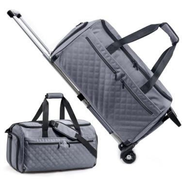 Imagem de ELCUPA Bolsas de vestuário para viagem - Bolsa de viagem para homens e mulheres, bolsas de viagem grandes 2 em 1 com compartimento de sapatos para pendurar terno vestido bolsa de fim de semana item